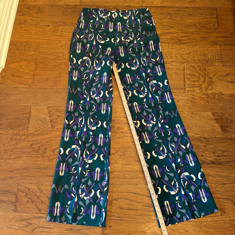 MNG Mango Pantalon 312 Hailey Straight Leg Trouser Pants in 70s Retro Print Sz 8 - Picture 12 of 14